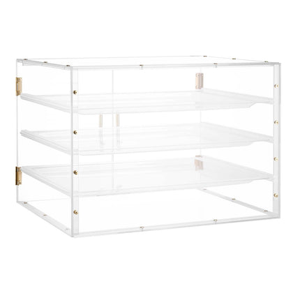 Bakery Display Case, 4-Tier Acrylic, Magnetic Rear Door