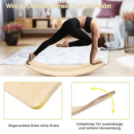 Balanční deska Curvy Board, dřevěná balanční deska 90 x 30cm