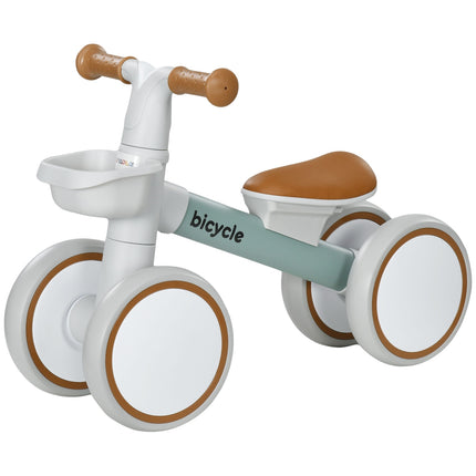 Balance bike for children, green/white, TPU wheels, 1 year+