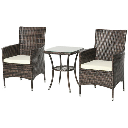 Skládací ratanový bistro set s poduškami, hnědá 60x58.5x89.5 cm