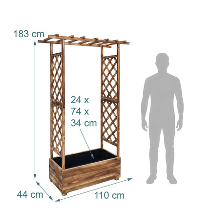 Balcony Planter With Trellis And Canopy, Fir Wood