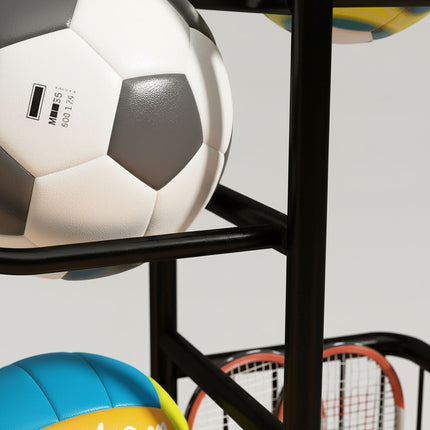 Ball Rack with Basket – 7 Shelves, Metal Storage