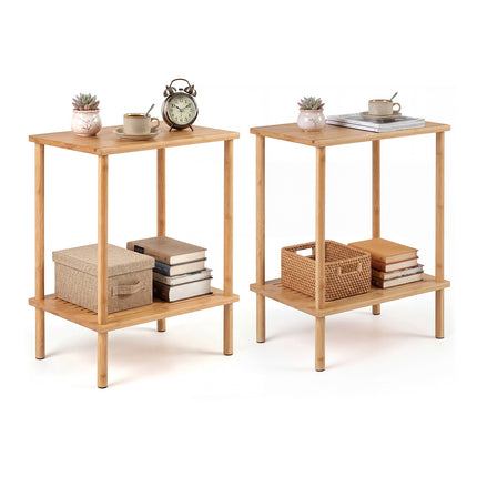 Bambusový 2patrový set odkládacích stolků – 40x30x55 cm, přírodní