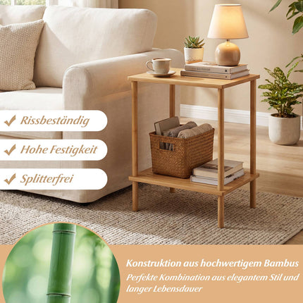Bambusový 2patrový set odkládacích stolků – 40x30x55 cm, přírodní