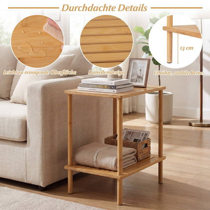 Bambusový 2patrový set odkládacích stolků – 40x30x55 cm, přírodní