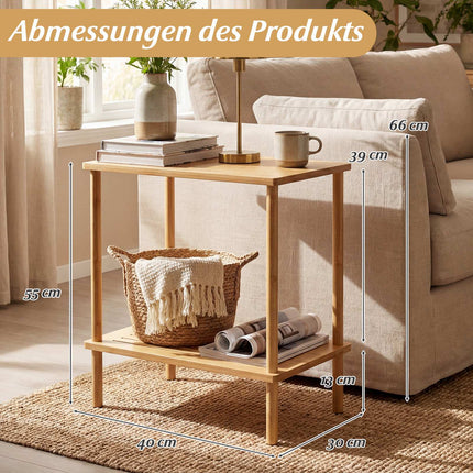 Bambusový 2patrový set odkládacích stolků – 40x30x55 cm, přírodní