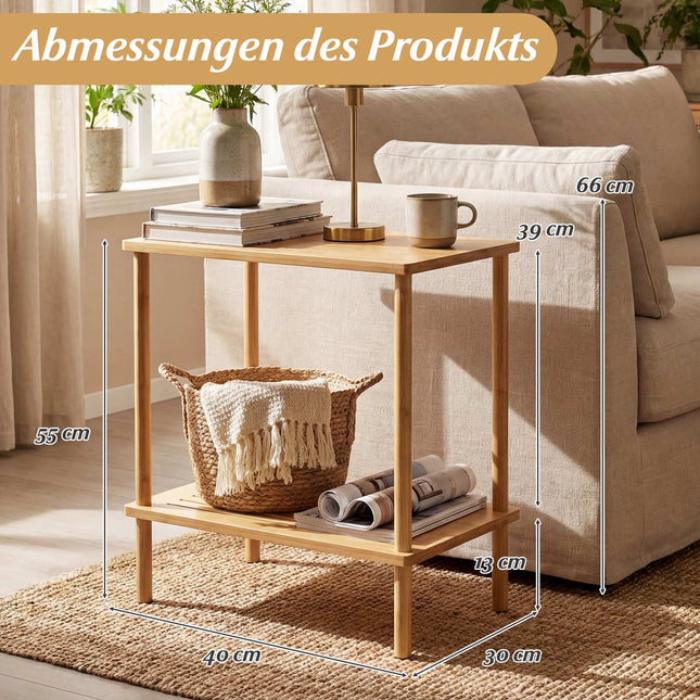 Bambusový 2patrový set odkládacích stolků – 40x30x55 cm, přírodní