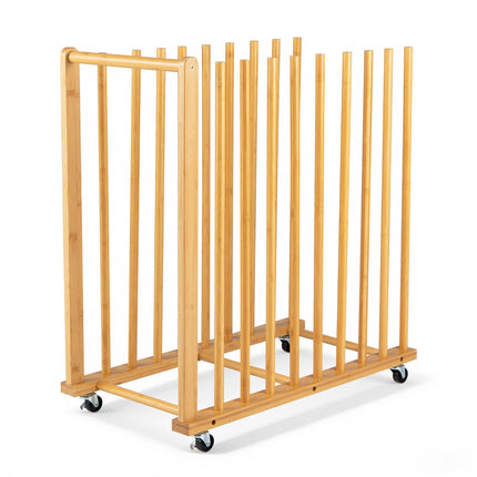 Bamboo Art Storage Rack with Wheels – Natural Finish