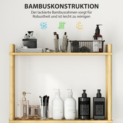 Bambusový koupelnový regál, 3patrový organizér nad WC