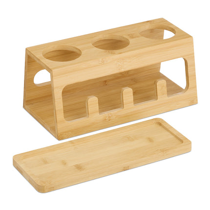 Bamboo Bottle Drying Rack with Drip Tray, 3 Slots