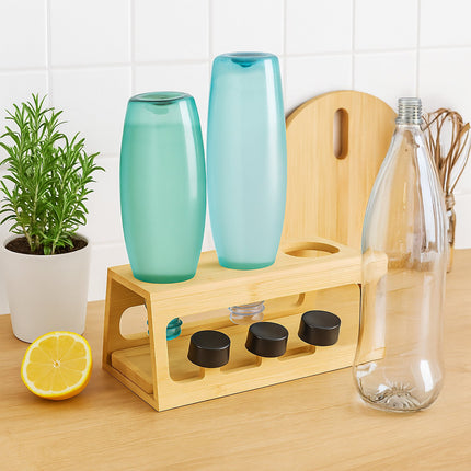 Bamboo Bottle Drying Rack with Drip Tray, 3 Slots
