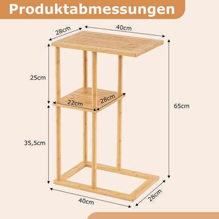Bambusový set odkládacích stolků ve tvaru C, 2patrový, 40x28x65 cm