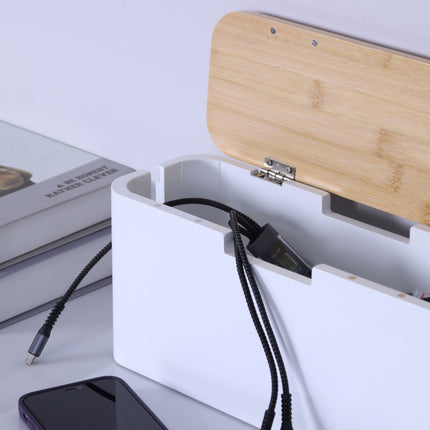 Bambusový box na kabely – pro 6zásuvkový prodlužovák, magnetické víko