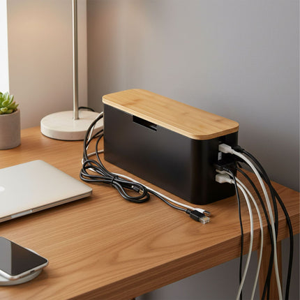 Bamboo Cable Box – Organize & Hide Cords Safely