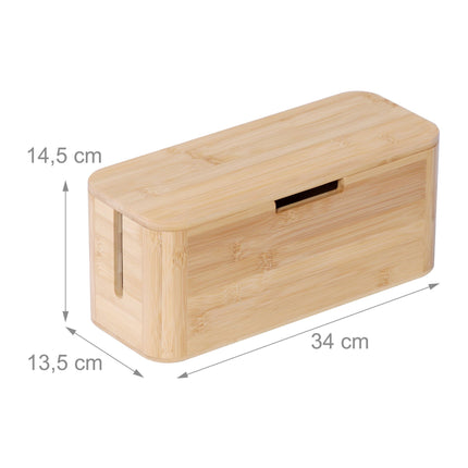 Bambusový box na kabely s magnetickým víkem – pro 6zásuvkový prodlužovák