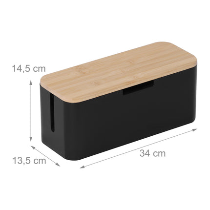 Bambusový box na kabely s magnetickým víkem, pro 6zásuvkovou lištu
