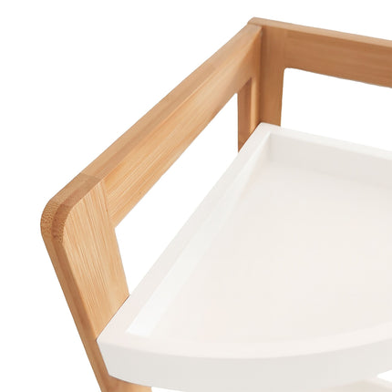 Bambusový rohový regál s policemi – úsporný design