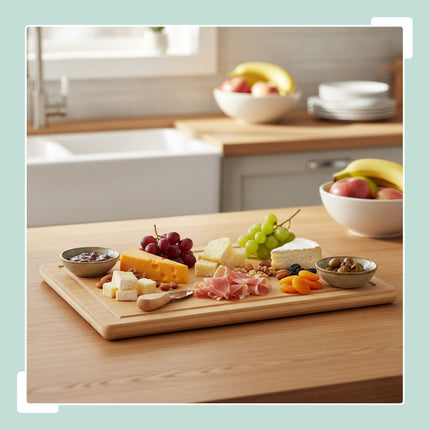Bamboo Cutting Board with Juice Groove and Non-Slip Feet