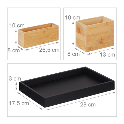 Bamboo Desk Organiser Set, 4-Piece, Natural/Black