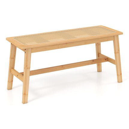 Bambusová jídelní lavice s ratanovým sedákem, 100cm, přírodní