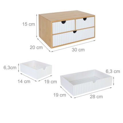 Bambusový zásuvkový box, 3 zásuvky, univerzální