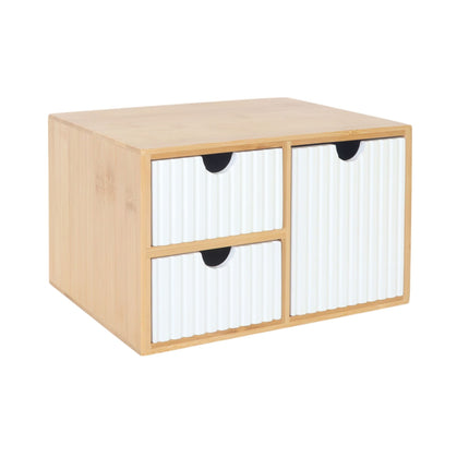 Bambusový zásuvkový box, 3 žebrované zásuvky