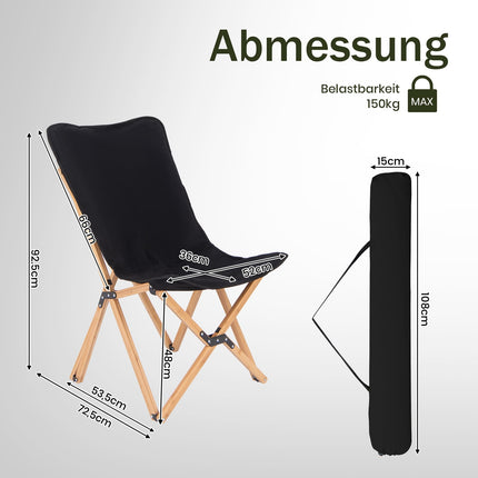 Bambusové skládací židle, 2 ks, plátno, nosnost 150kg