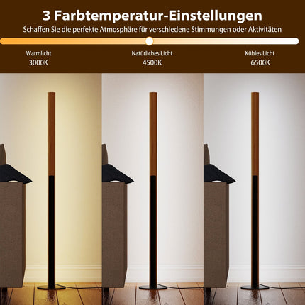 Bambusová LED stojací lampa, stmívatelná s nožním vypínačem, 122 cm