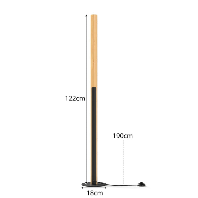 Bambusová LED stojací lampa, stmívatelná s nožním vypínačem, 122 cm