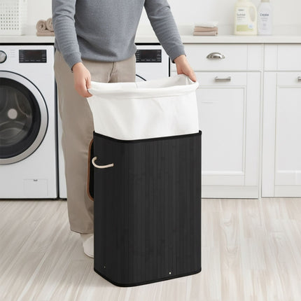 Bamboo Laundry Bin with Lid and Washable Bag