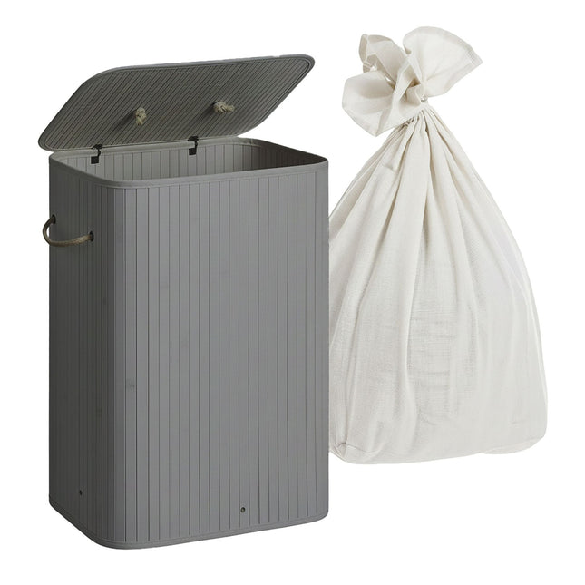 Bamboo Laundry Bin with Lid and Washable Bag