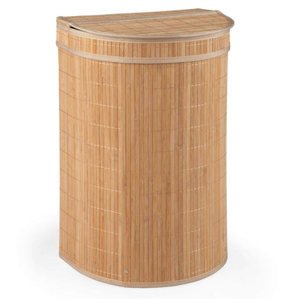 Bamboo Laundry Hamper 72 L with Zippered Lid and Liner, Natural, Foldable