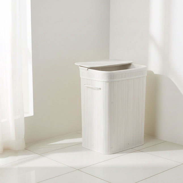 Bamboo Laundry Hamper With Lid, Washable Liner