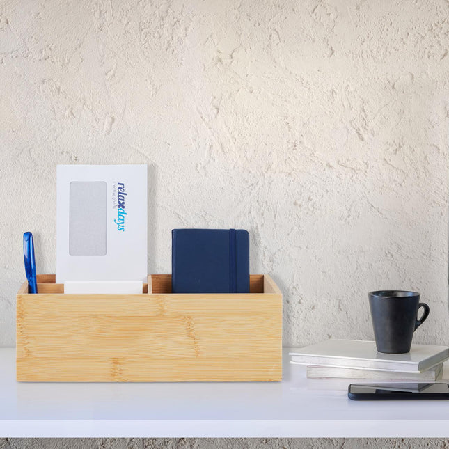 Bamboe organizer box met 3 compartimenten