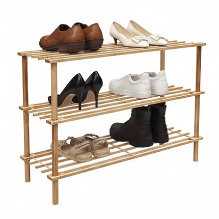 Bamboo Shoe Rack – Space-Saving, Holds 9 Pairs