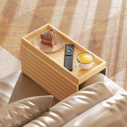 Bamboo Sofa Arm Tray for Drinks, Snacks, Remote Control
