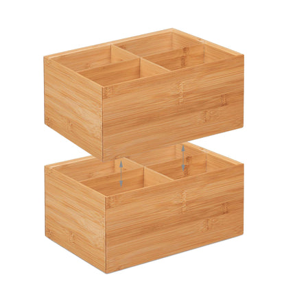 Bambusový úložný box, 4 přihrádky