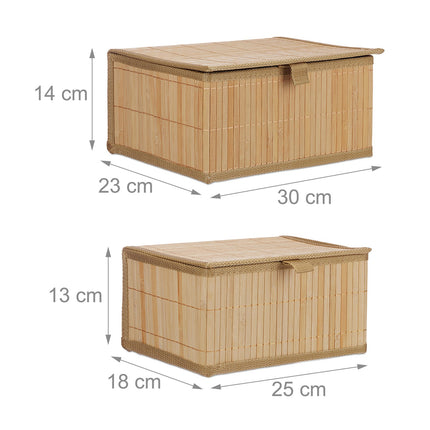 Bambusové úložné boxy, sada 2 ks – univerzální s víky