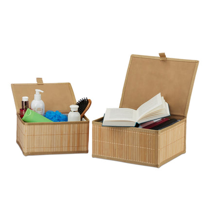 Bambusové úložné boxy, sada 2 ks – univerzální s víky