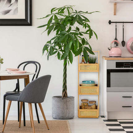 Bambusový úložný regál – 3patrový, ratanový design