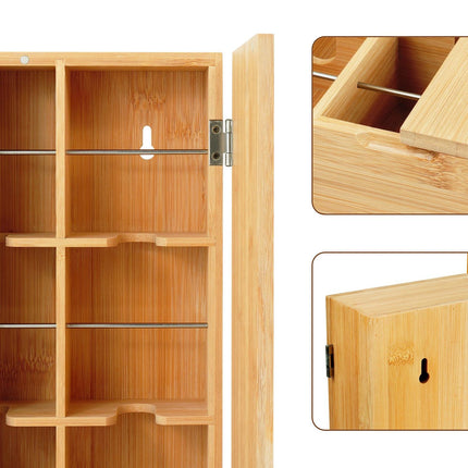 Bambusový box na čaj, 9 přihrádek – organizér na stěnu