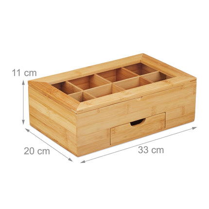 Bambusový box na čaj se zásuvkou