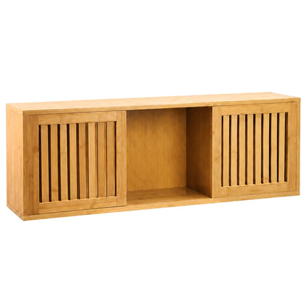 Bamboo Wall Cabinet with Sliding Doors – Natural Finish