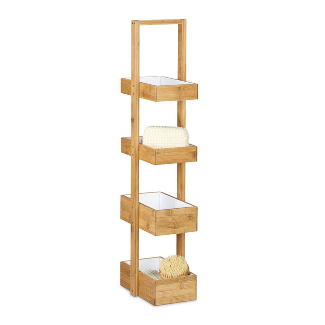 Bamboe badkamerplank met 4 compartimenten