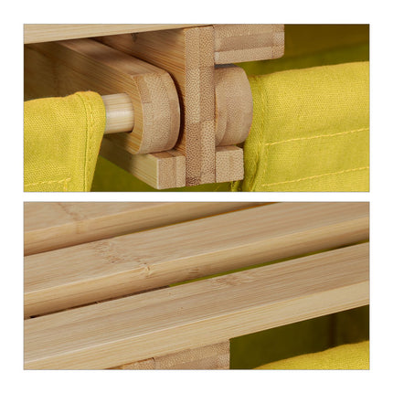 Bamboo laundry basket shelf