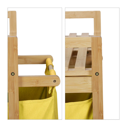 Bamboo laundry basket shelf