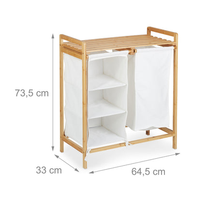 Bamboo laundry basket shelf