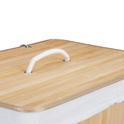 Bamboo laundry basket with 2 compartments