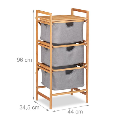 Bamboo laundry sorter with 3 baskets