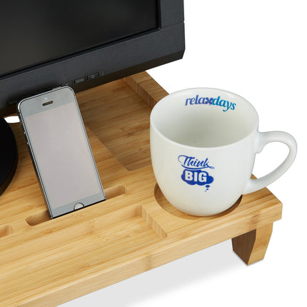 Bambusový podstavec pod monitor s 8 přihrádkami